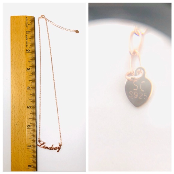 “LINDSAY” rose gold sterling silver name necklace, NWOT - Picture 6 of 6